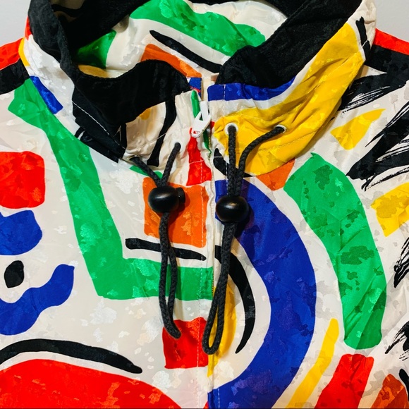 80’s Tail Vintage Tennis Zip Up Jacket with Vibrant Abstract Print - Picture 4 of 11